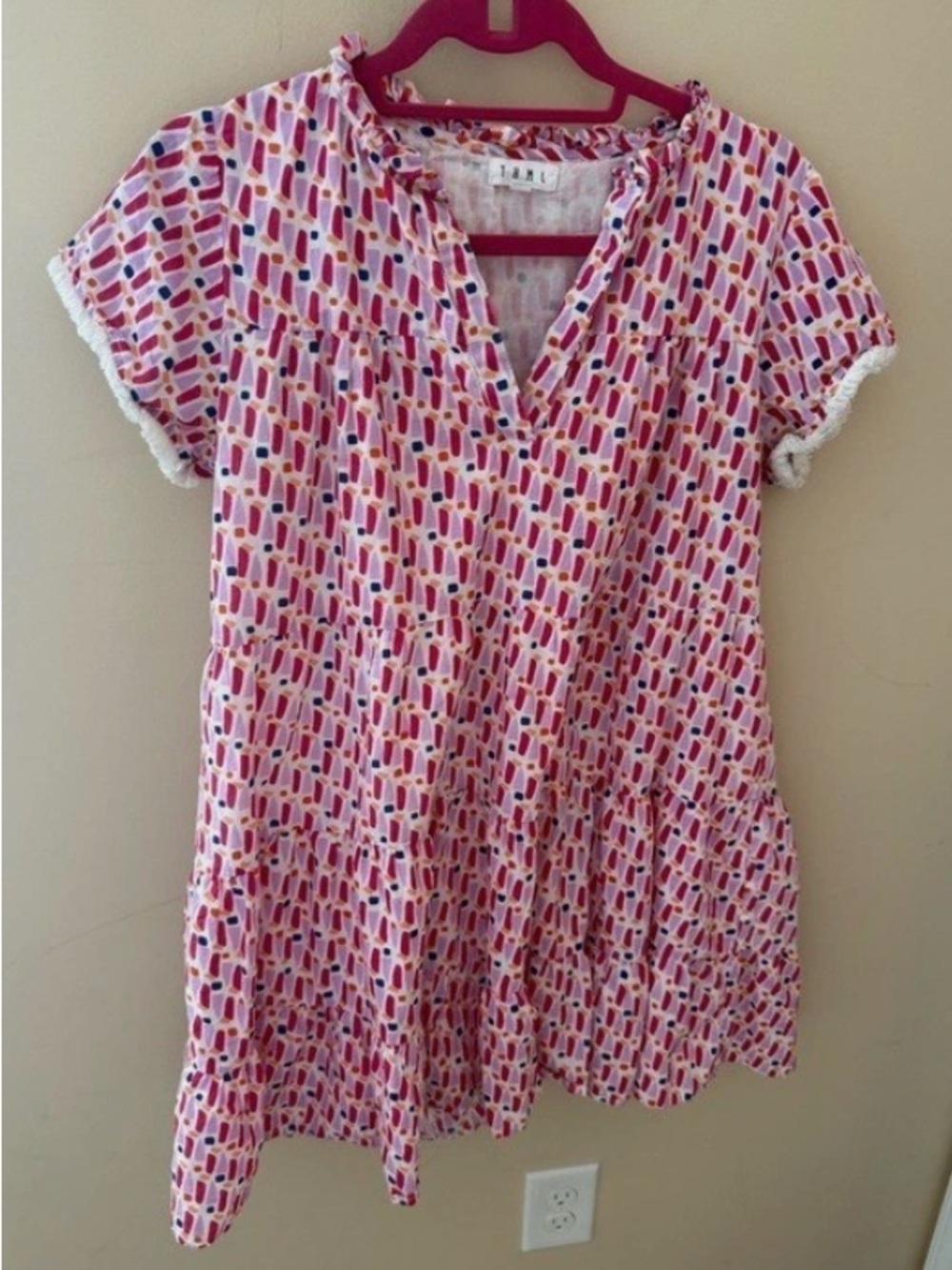 THML Pink Multi-Color Patterned Short-Sleeve Tunic